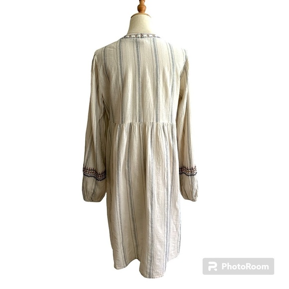 Target Knox Rose Embroidered Ballon Long Sleeve Cotton Cream Navy Dress Size Med - Picture 5 of 9